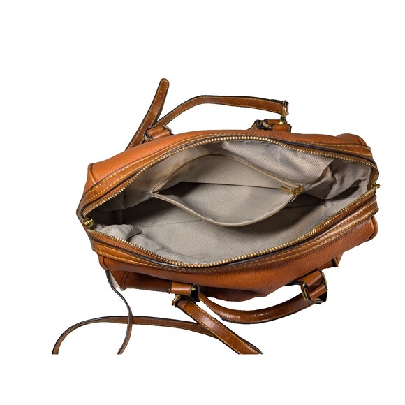 Dooney & Bourke All Leather Weather 3.0 Barrel Satchel 28 in Caramel. - Picture 6 of 7